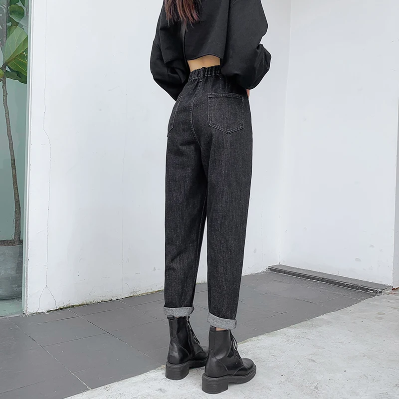 

Harlan Jeans Women's Straight Loose 2021 New Elastic High Waist Thin Nine Points Carrot Daddy Pants