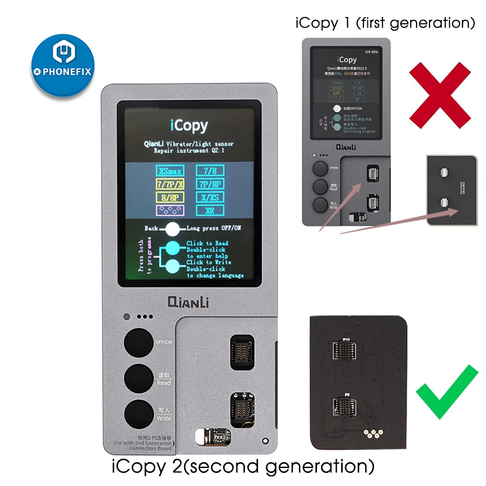 Qianli iCopy плюс туры тон/сушилка virbrator EEPROM программист для iPhone 11 Pro Max XsMax X 8P 8 7 со