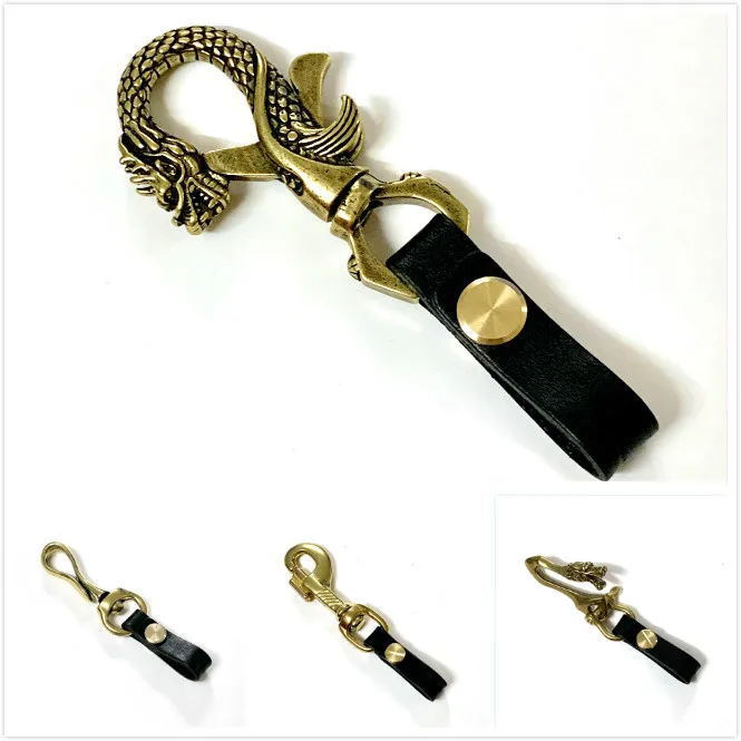 Кожаный Автомобильный брелок для ключей с цельным латунным крючком|Брелоки| |