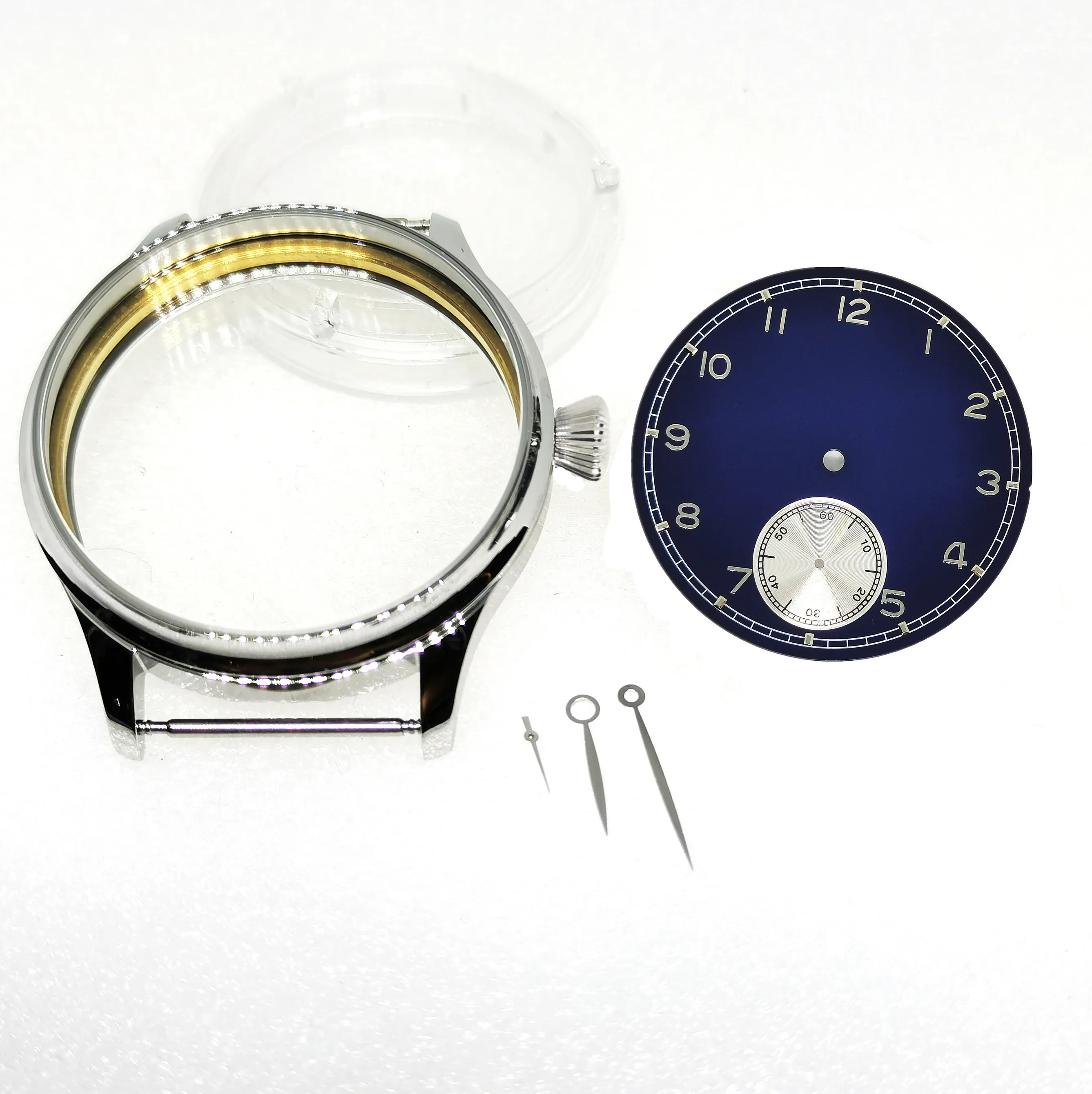 

New 44MM Pumpkin Crown Watch Case Add Dial And Hands Fit St3620 Eta 6498 Manual Winding Movement