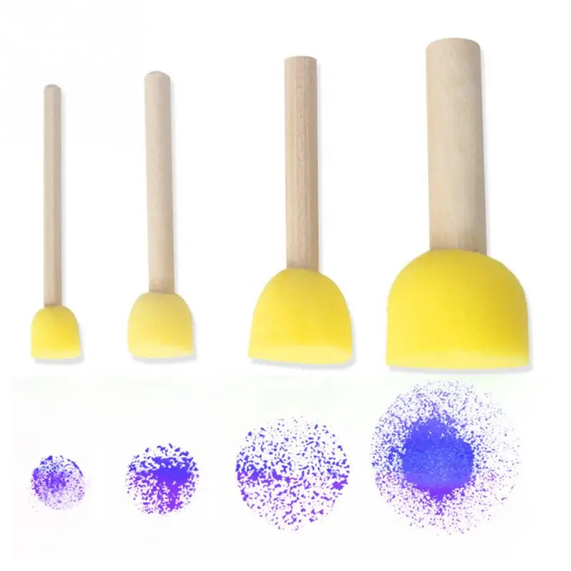4 шт. малыш Губка Краски щетка оригинальная деревянная ручка ing граффити раннего