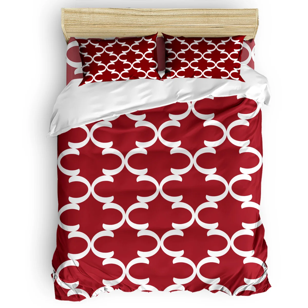 MISSHOUSE Темно-Красный марокканский геометрический чеки пододеяльник набор