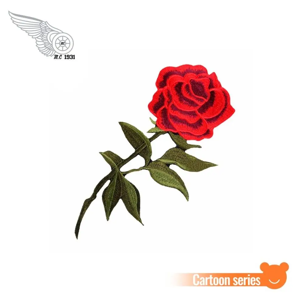 Аппликация для вышивки розы патч утюга 5 шт. сделай сам яркий цветок красный