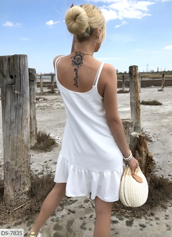 Женский сарафан с V-образным вырезом и оборками на подоле | Женская одежда