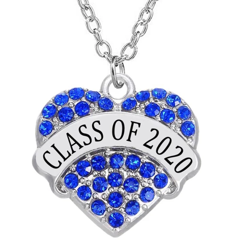 Colorful Rhinestone Crystal Heart Charm &ampamp CLASS OF 2020 Label Pendant Make Graduation Gifts Souvenir Necklace | Украшения и