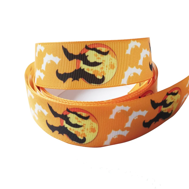 

50yards/lot 16mm 22mm 25mm 38mm 50mm 75mm Halloween Printed Grosgrain Ribbon For Wedding Party Holiday Decoration DIY Materials