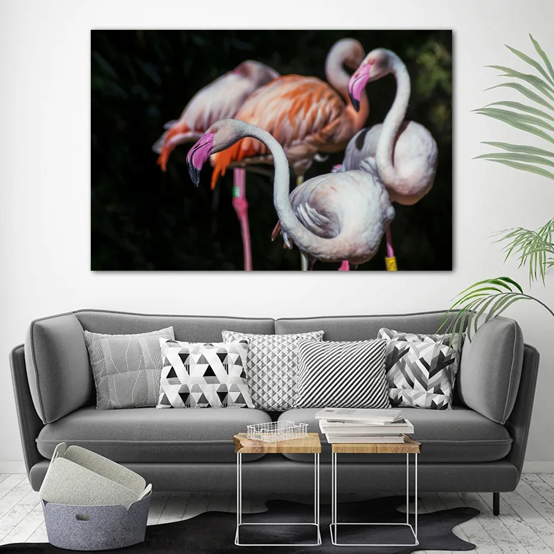 Декоративные картины розовые животные птицы фламинго стены искусство на холсте