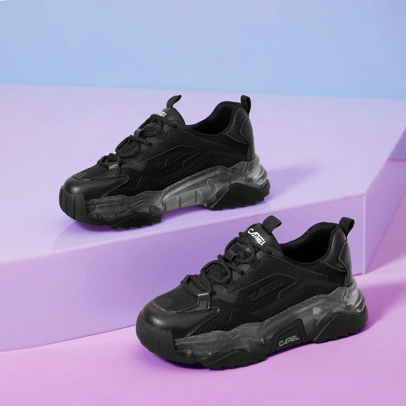 CAMEL ladies Shoes Women's Sneakers Spring Summer 2021 New Thick-soled Trend Chunky Sneaker Shoes Breathable Casual Sports Shoes