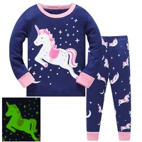 glow in dark childrens pajamas toddler cartoon pyjama girl cute unicornio sleepwear clothes for kids boy dinosaur luminous pjs