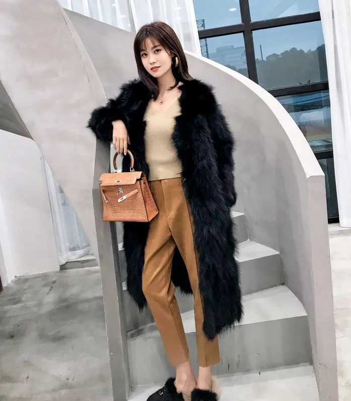 

Women Real genuine natural NEW raccoon fur coat long 100cm warm overcoat outwear custom any size free shipping F06