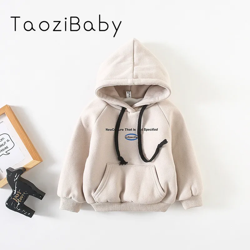 Корейская детская толстовка с капюшоном Осень зима 2019 новая принтом и плюшевой