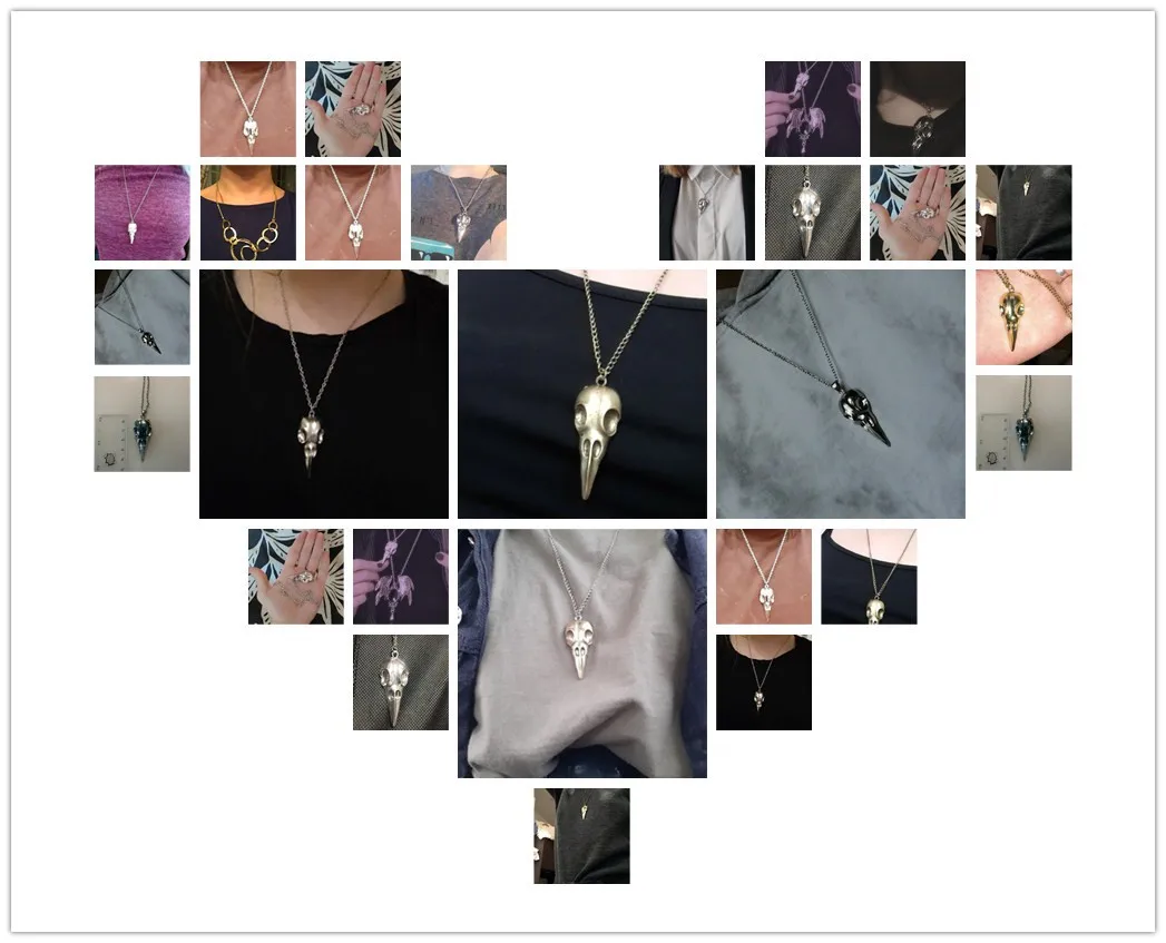 

Hot Selling Fashion Novelty Stereo Crow Head Skull Pendant Necklace Chains Christmas Present