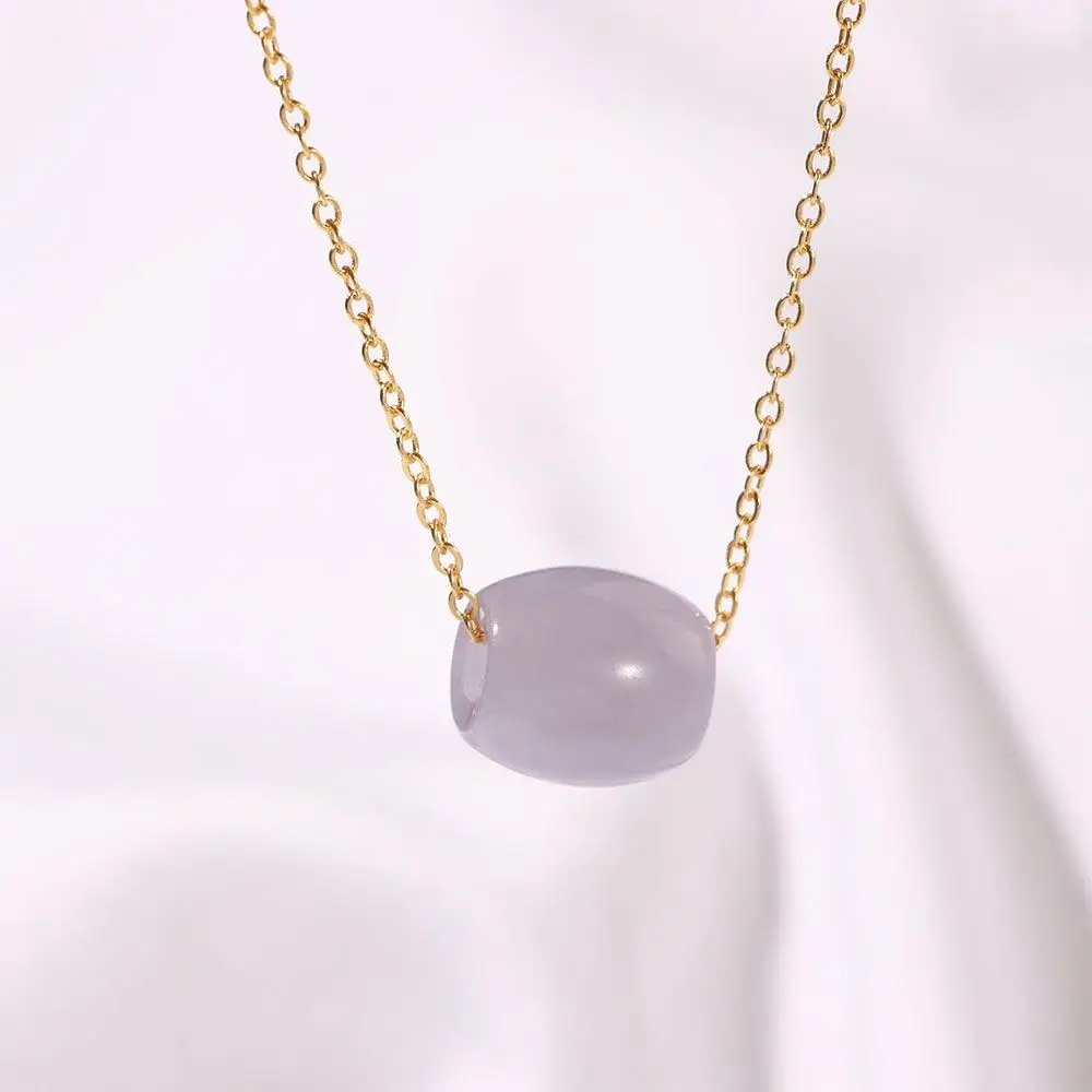

Ice Jade Color Violet Transfer Bead Jade Pendant Necklace For Men and Women Lovers Quartzite Necklace
