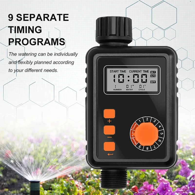 

Automatic Irrigation Timer Electronic Irrigation Regulator Screen Sprinkler Controller 9 Separate Timing Programs