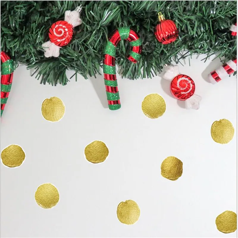 

36Pcs=6Sheet Creative Nordic Ins Golden Dots Wall Sticker For Children's Bedroom Christmas Decoration PVC Room Decal