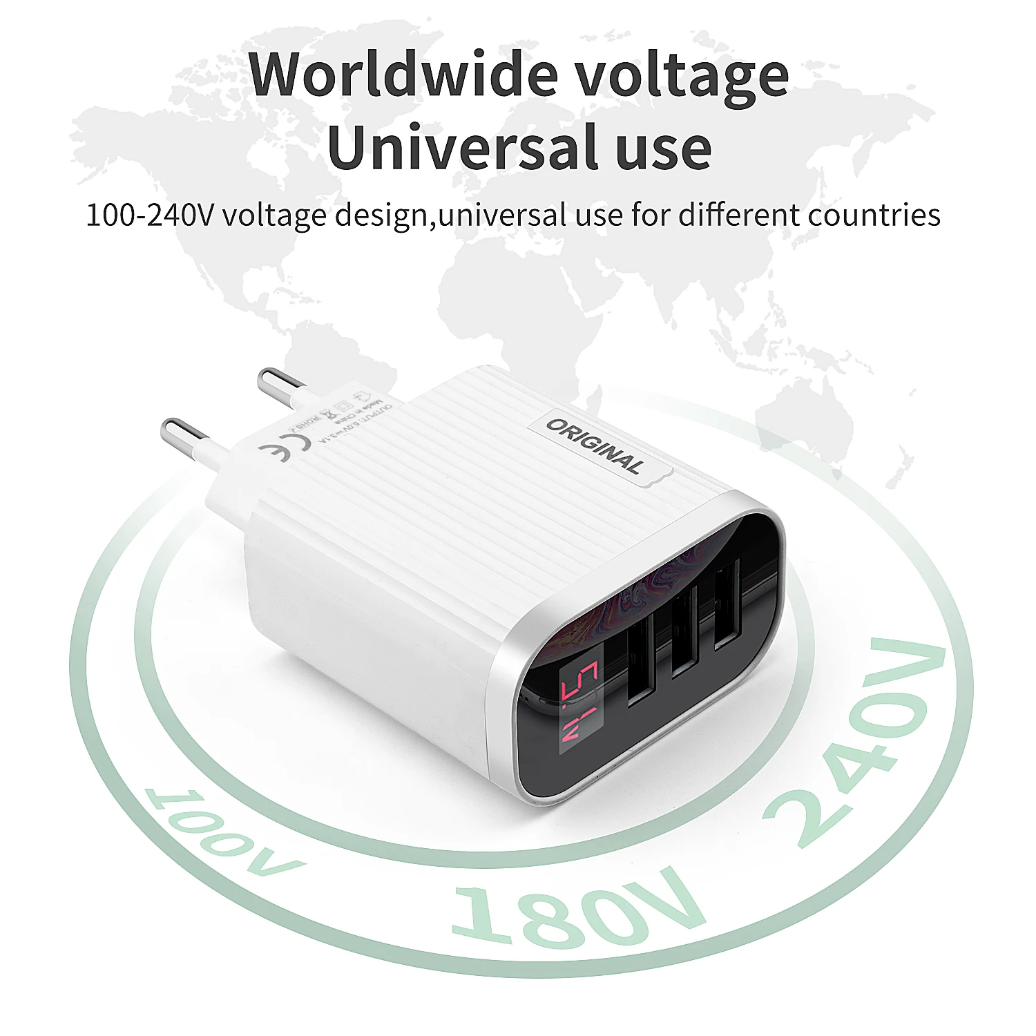 GOOJODO Цифровое зарядное устройство для телефона с 3 портами USB 3A Max умное быстрое зарядное устройство для путешествий настенное зарядное устройство адаптер для iPhone samsung Xiaomi