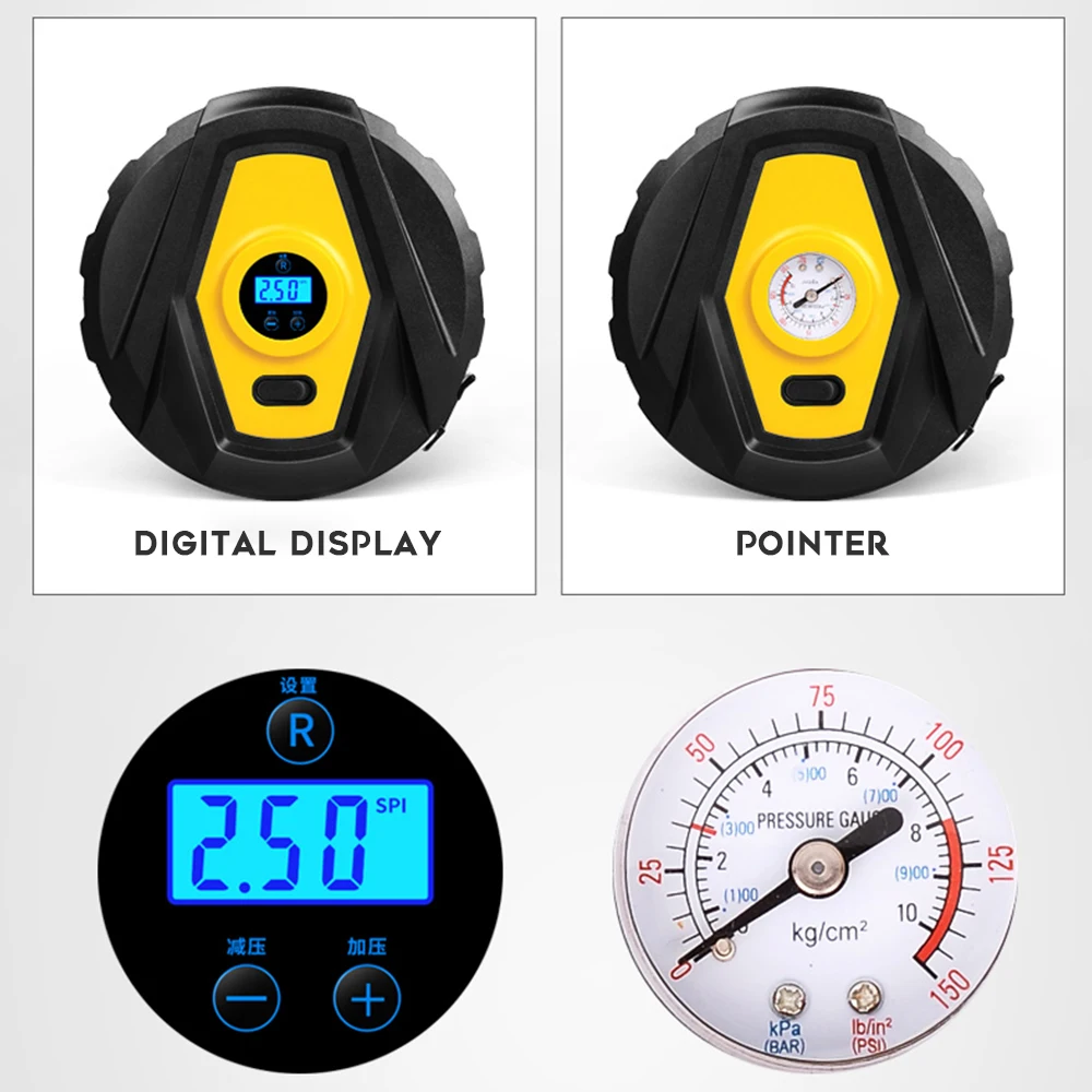 

12V portable Car Air Pump Digital Repair Tool Electric Inflating Pump with Light Car Tire Repair Tool