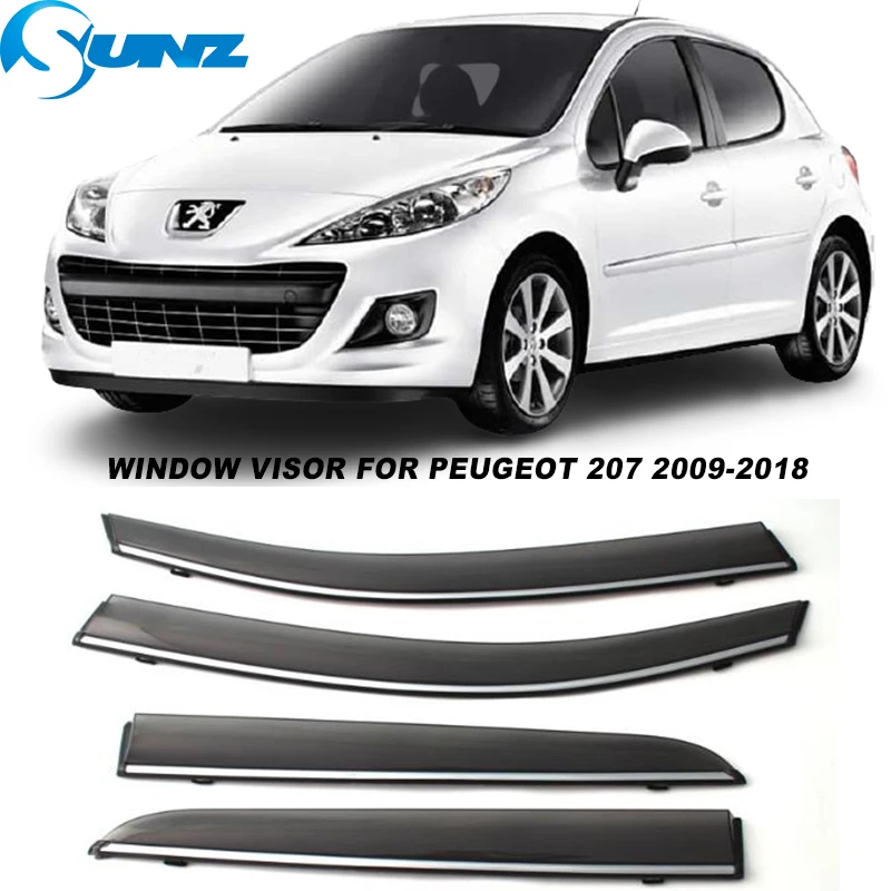 

Боковые оконные козырьки для Peugeot 207, 2009, 2010, 2011, 2012, 2013, 2014, 2016, 2017, 2018, 2019, 2020, всепогодные щитки, экран от солнца и дождя