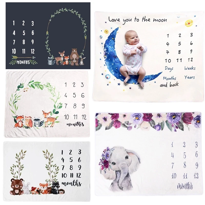 

Фланелевое детское одеяло 100*75 см, детское ежемесячное одеяло, детское одеяло для фотосъемки, реквизит, луна, звезды, реквизит для фотосъемки...