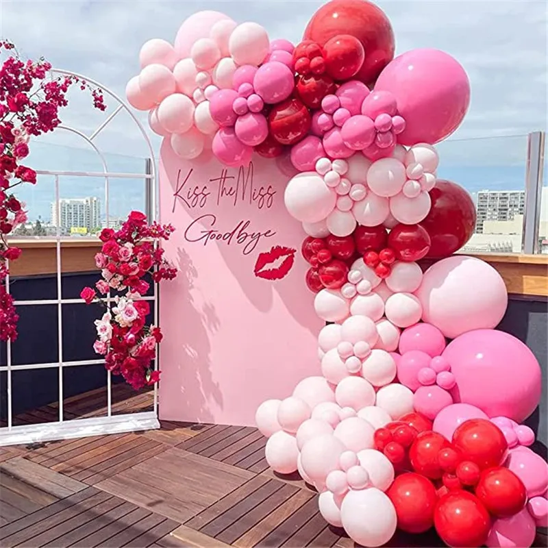 

150Pcs Valentine's Day Balloon Garland Arch Kit Pink Red Rose Ballons 18" 10"5" Happy Birthday Wedding Party Decoration Supplies