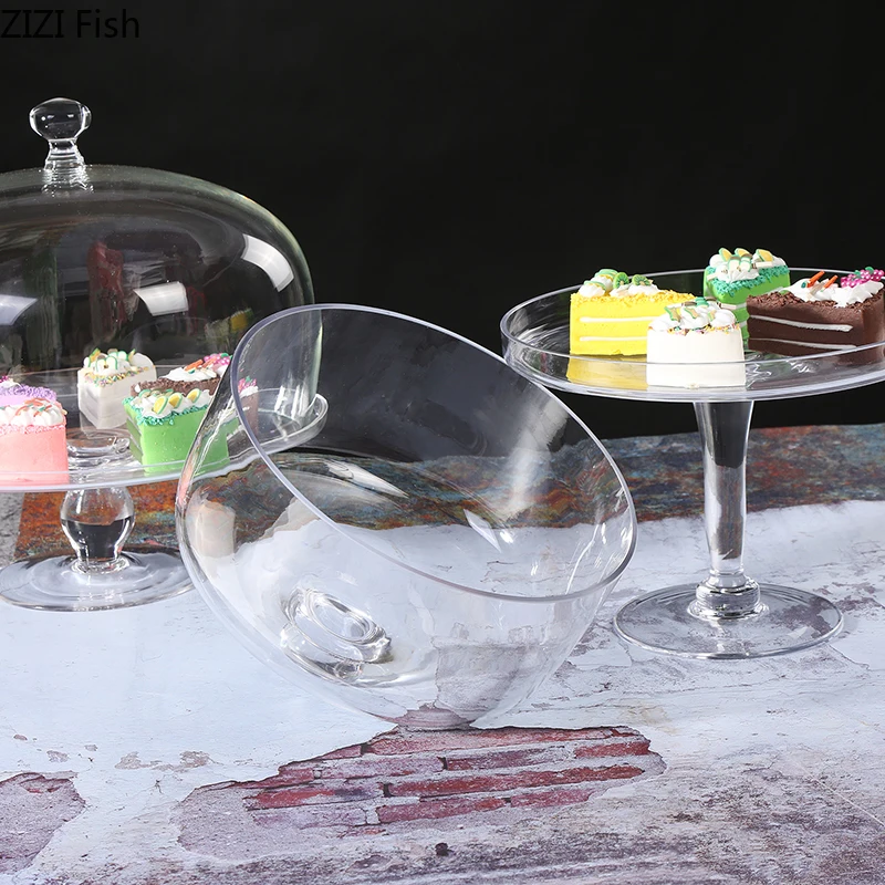 Transparent Glass Wedding Cake Cover Dust-proof Dessert Fruit Display Tray European Style Household Decorating Tool | Дом и сад