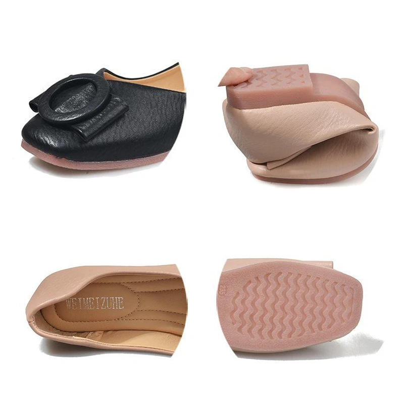 

Solid Green Soft Leather Non-Slip Slip-On Shallow Square Head Single Shoes Designer Breathable Casual Flats Shoes Women Shoes