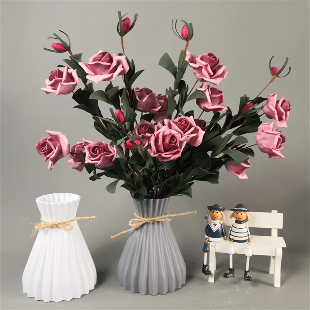

Flower Vase Decoration Plastic Vase White Imitation Ceramic Flower Pot Flower Basket Modern Nordic Decoration Wedding Vases