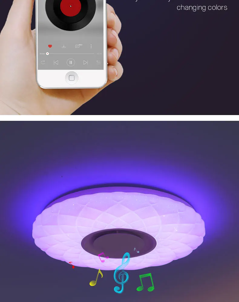 Современные светодиодные потолочные лампы Домашний Светильник ing XU-36W 52 Вт RGB приложение Bluetooth музыкальный светильник для спальни лампы для гостиной умный потолочный светильник