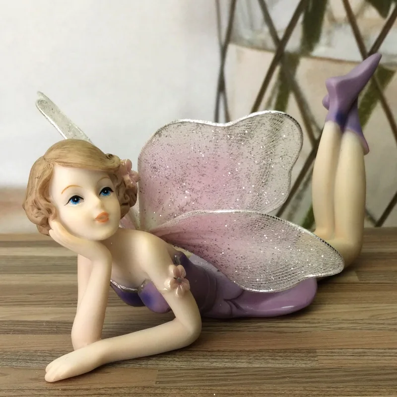 

1pc Home Decoration Angel Statue Purple Series Resin Crafts Flower Fairy Cute Gifts for women/ Friends