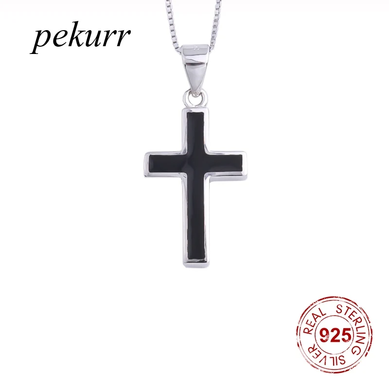 Женский кулон с крестом из смолы черной гравировкой серебро 925 пробы | Украшения и