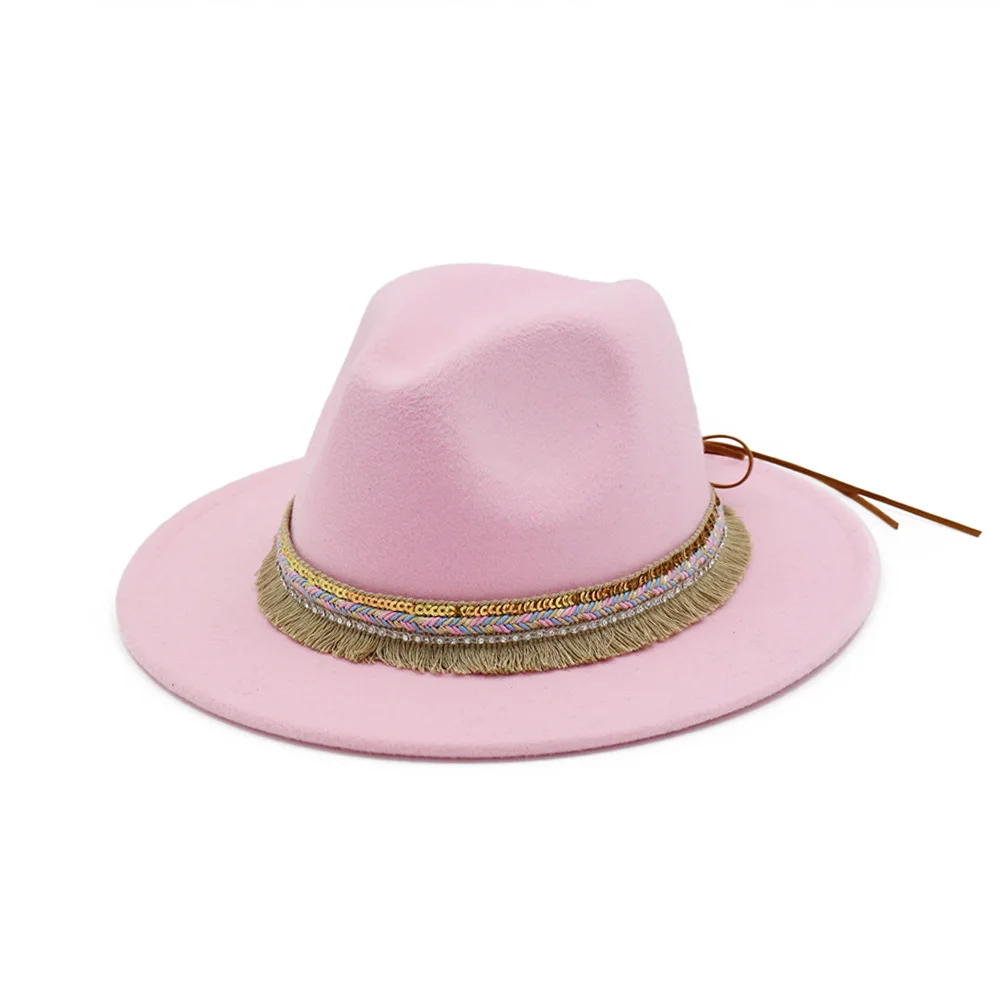 2019 осень и зима сплошной цвет лук полями шляпа путешествия федора джаз Панама