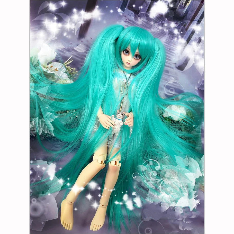 Парик для куклы Bybrana Bjd аккуратные челки тигр клипса двойной хвост аниме парик