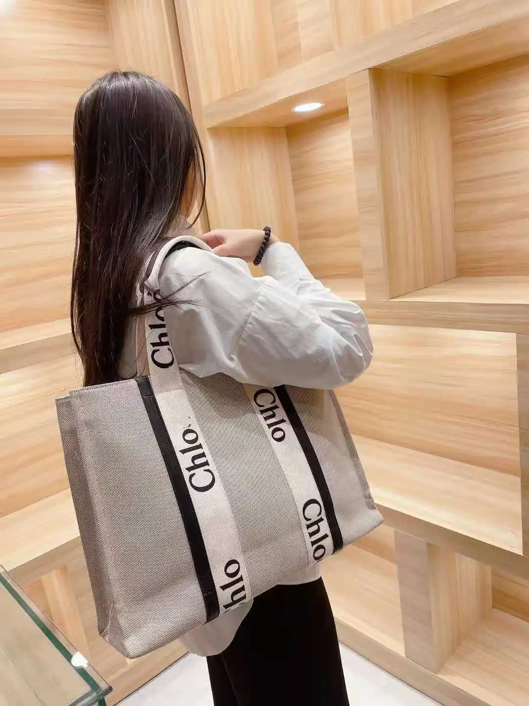 

2021 New Canvas Letter Tote Bag Striped Shoulder Bag Large Capacity Ladies Handbag Wallets and Handbags Luxury Designer Bags