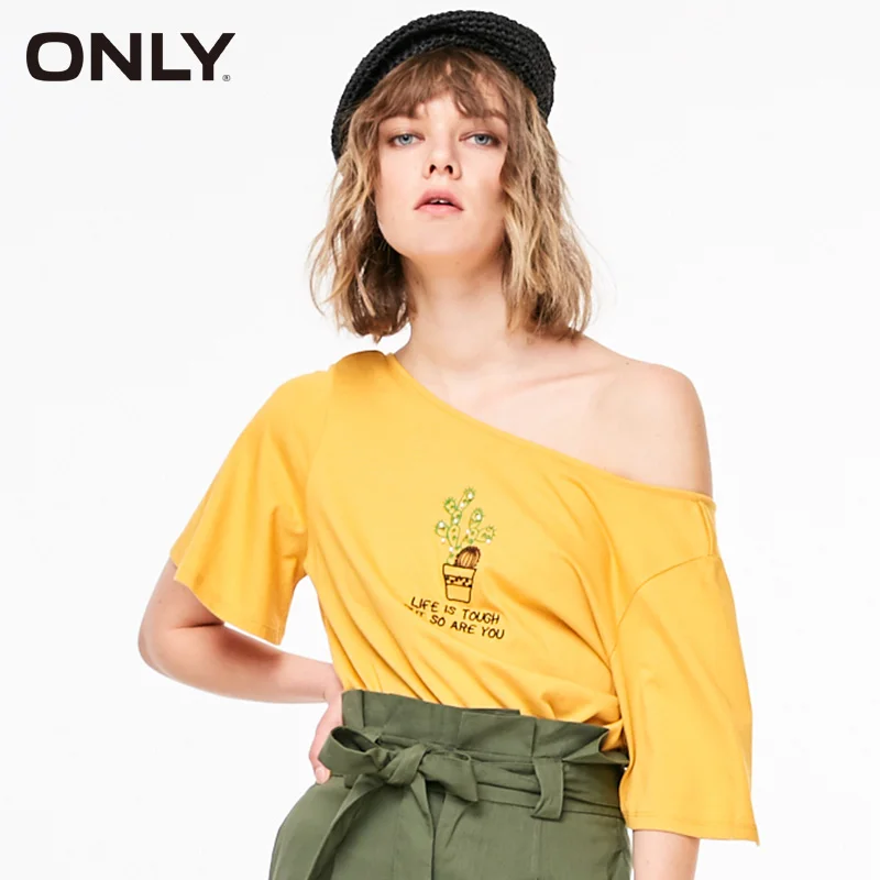 Только Весенняя женская Свободная тонкая футболка с короткими рукавами | 119101577