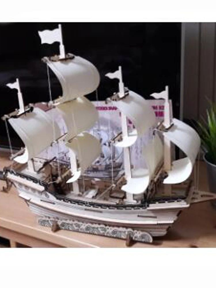 

3D Wooden Ship Jigsaw Toys Learning Building Robot Model DIY Sailing Boat Plane Puzzle Aircraft Gift Kids Car Toy For Children