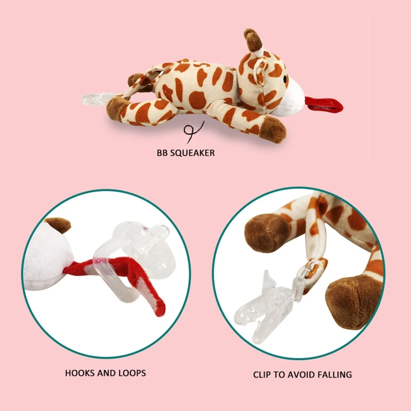 

Newborn Baby Cartoon Stuffed Animal Plush Doll Appease Pacifier Nipple Soother 24BE