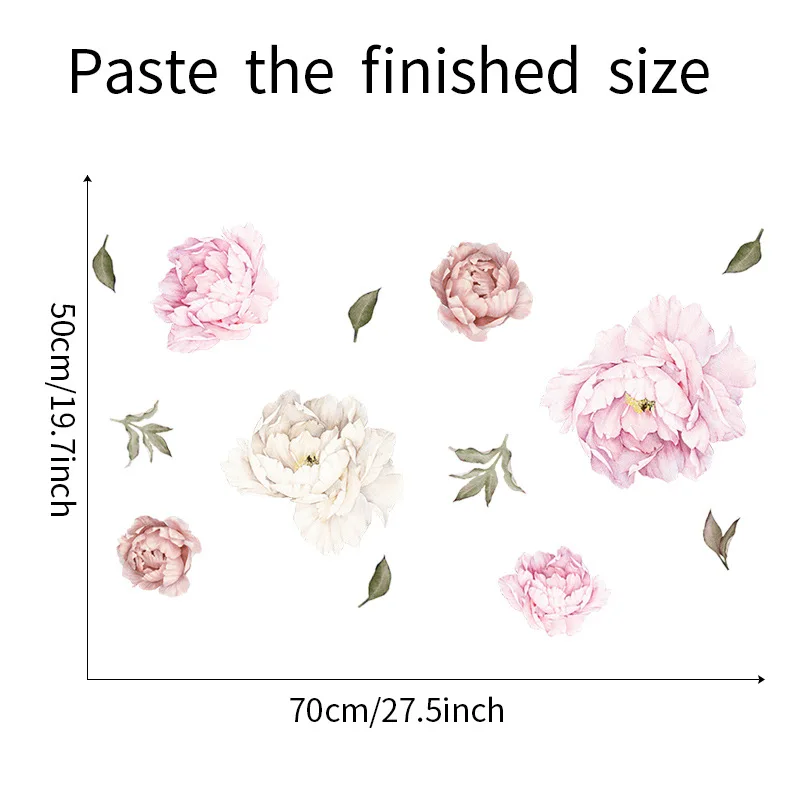 

Large Pink Peony Flower Wall Stickers Romantic Flowers Home Decor Wall Decal Mural for Bedroom Living Room Wallpaper