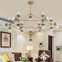 retro glass ball chandelier living room light designer modern led dining room bedroom villa molecular chandelier lighting