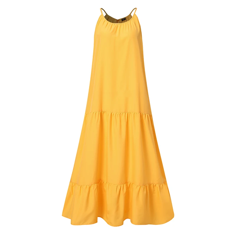 

Summer Long Maxi Dress Sexy Spaghetti Strap Party Dress Big Swing Beach Sundress 2021 VONDA Bohemian Tank Vestidos Plus Size