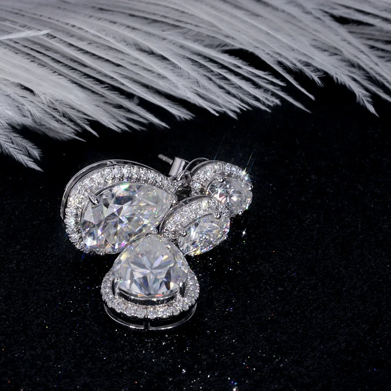 Starszuan Jewel 14K DEF серьга с муассанитом 4*6 мм овальная огранка 8*11 грушевидная