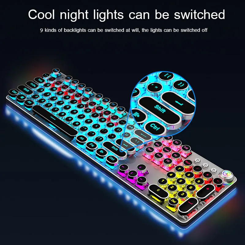 steampunk gaming mechanical keyboard 104 keysanti ghosting rgb backlight blackblue switch wired keyboard for desktop laptop free global shipping