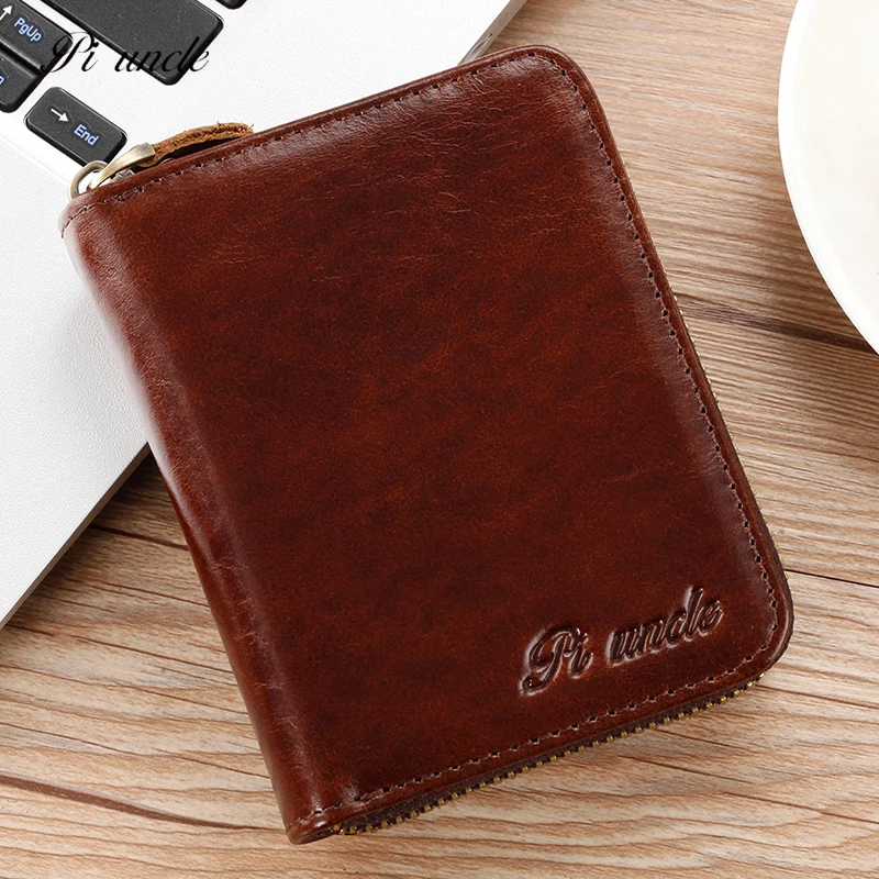 PI UNCLE RFID новые мужские кошельки из натуральной кожи мужской короткий кошелек