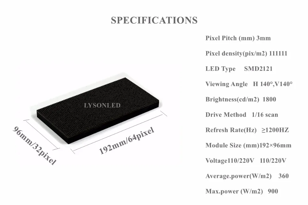 P3 Крытый SMD полноцветный светодиодный модуль для hd видео экрана 64*32 пикселей|led