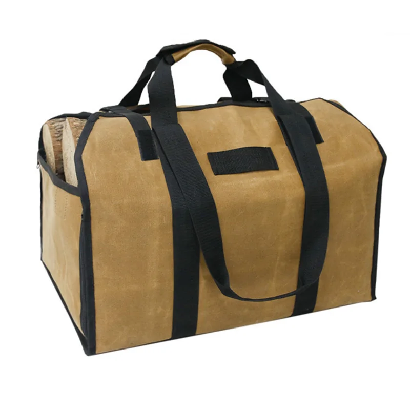 

2in1 Waterproof Waxed Canvas Firewood Log Carry Bag Durable Storage Bag Outdoor HFing