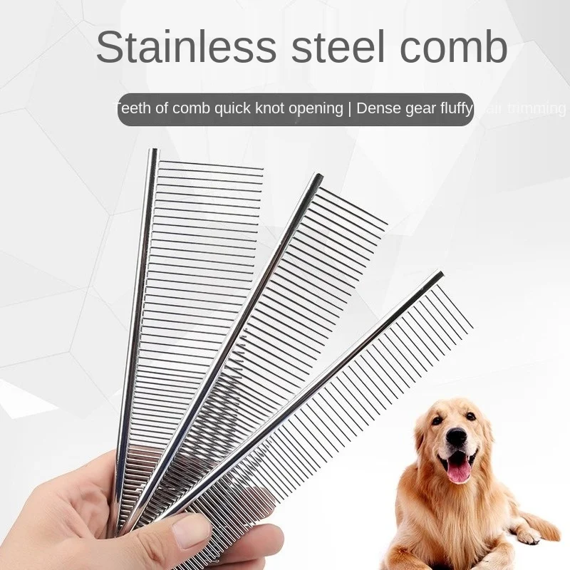 

Pet Dematting Comb - Stainless Steel Pet Grooming Comb for Dogs and Cats Gently Removes Loose Undercoat, Mats, Tangles and Knots