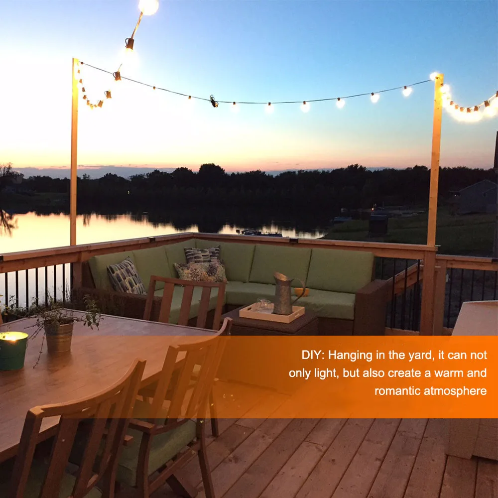 G40 Вольфрамовая Лампа накаливания светодиодный светильник гирлянда на солнечной