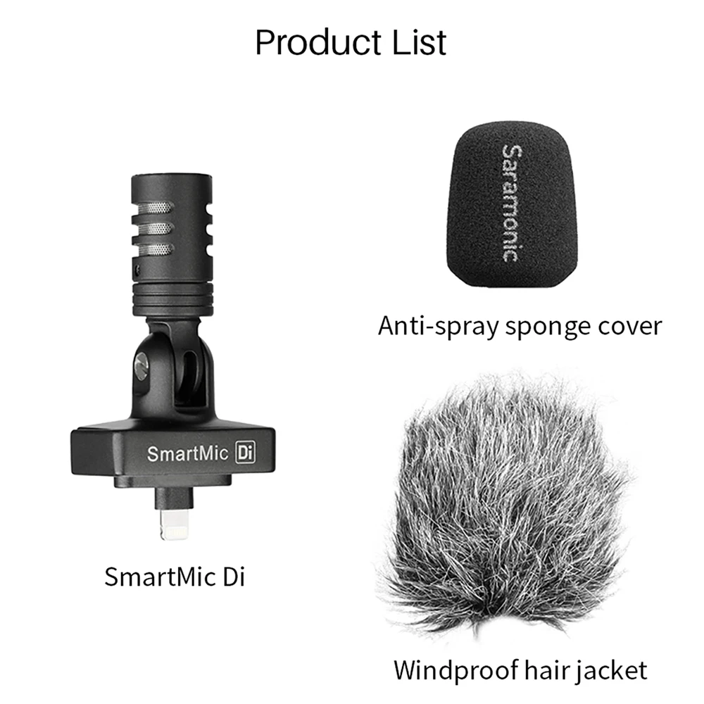 Saramonic SmartMic Di стерео цифровой конденсаторный видео микрофон для IOS iPhone iPad мини четкая Запись видео Vlog Live Broadcast Mic - Цвет: Черный