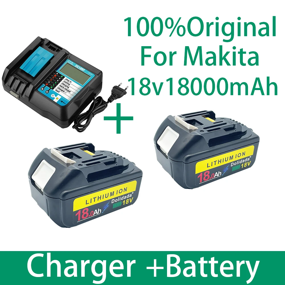 

Аккумуляторная батарея BL1860, 18 в, 18000 мАч, литий-ионная батарея для Makita 18 в, аккумулятор BL1840, BL1850, BL1830, BL1860B, LXT 400 + зарядное устройство
