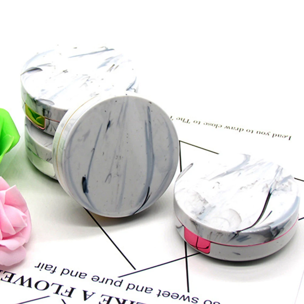 1Pcs Unisex Marble Stripe Lens Container Round Mirror Cover Mini Plastic Colorful Reflective Travel Holder Storage | Красота и