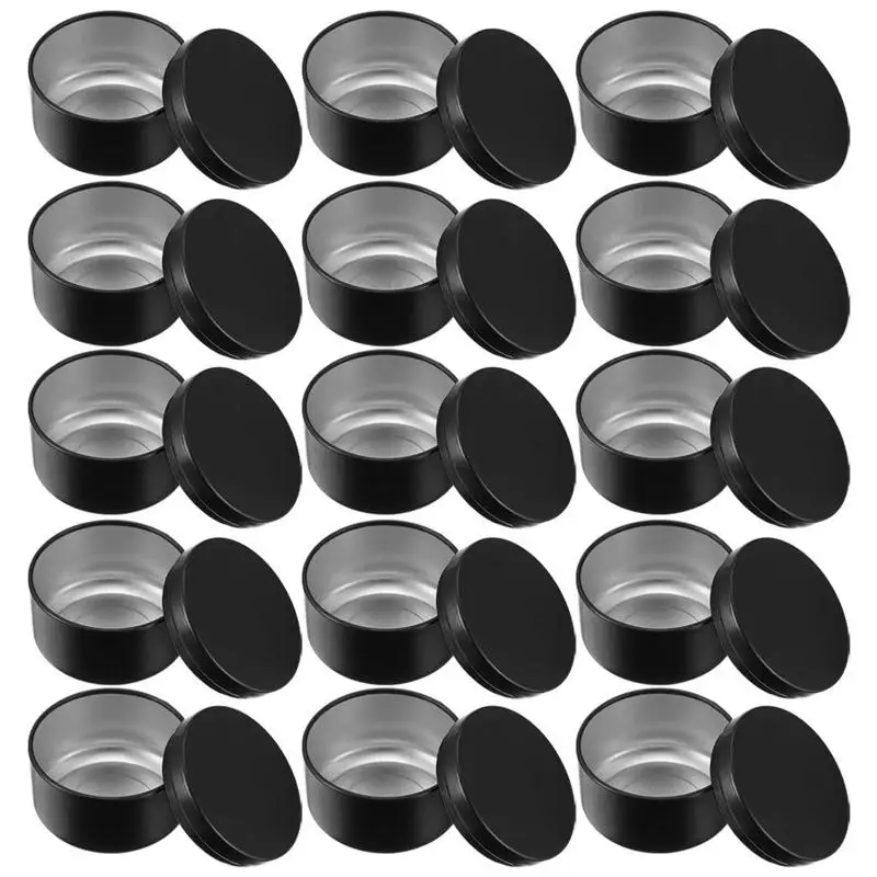 Contenedores redondos de aluminio para velas, pr&aacute;ctico tarro peque&ntilde;o de Metal herm&eacute;tico s&oacute;lido para aromaterapia, 24 piezas-0